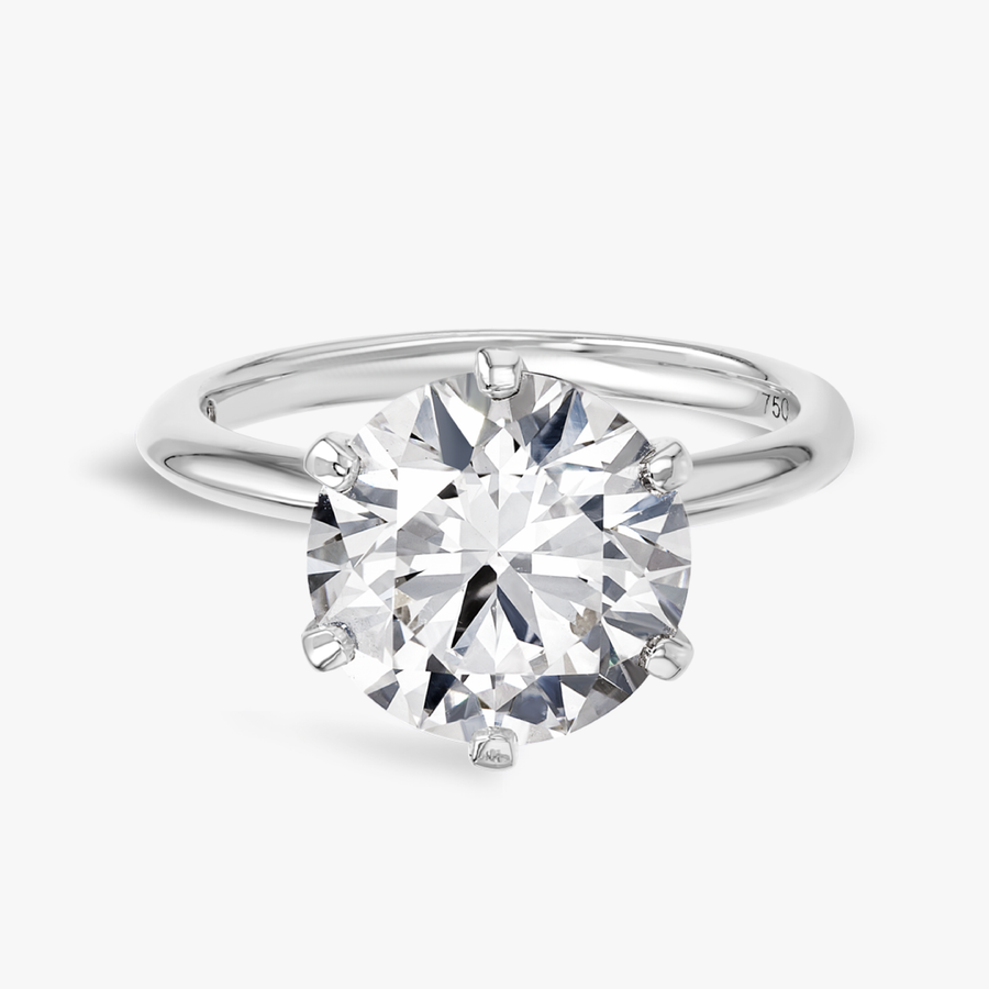 4 Carat Lab-Grown Round Knife-Edge Solitaire White Gold Ring