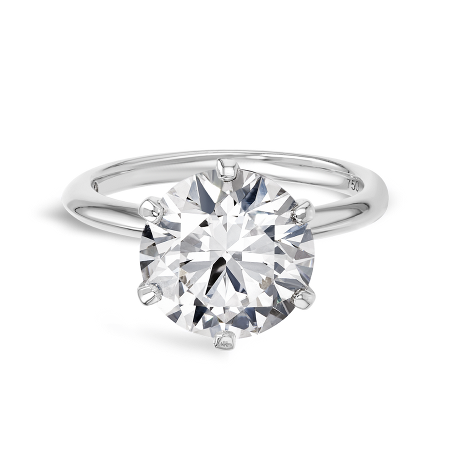 4 Carat Lab-Grown Round Knife-Edge Solitaire White Gold Ring