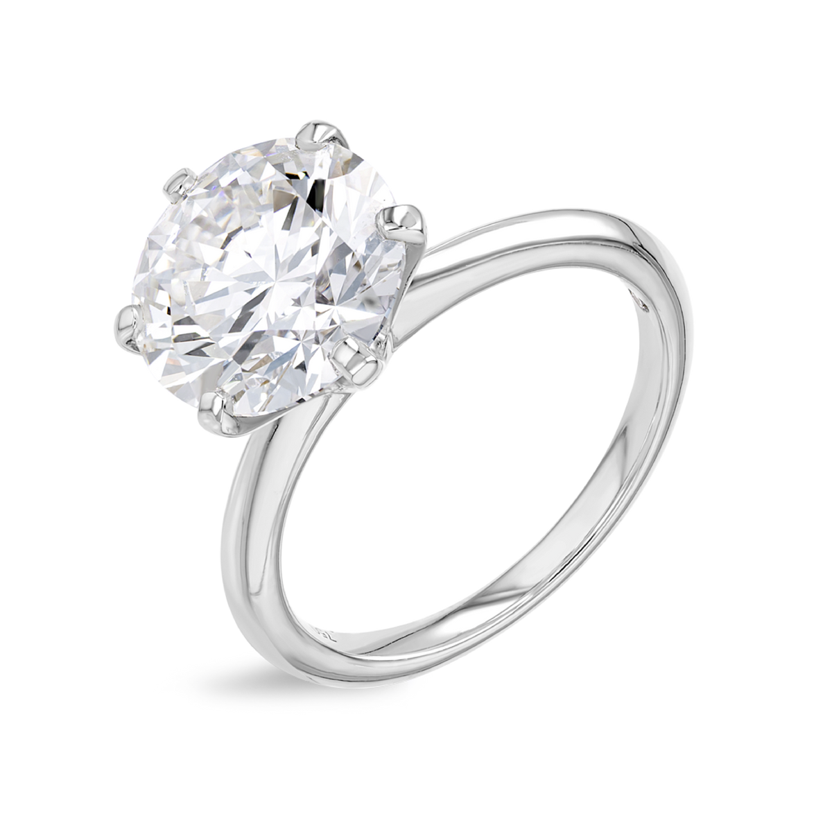 4 Carat Natural Round Knife-Edge Solitaire White Gold Ring