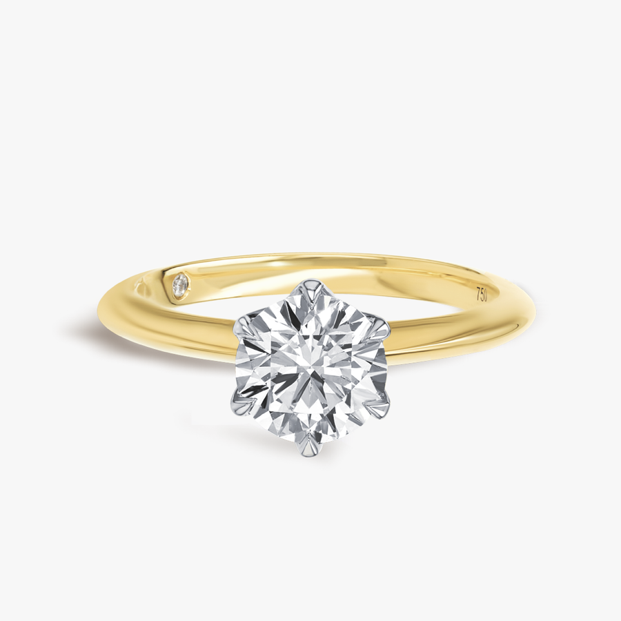 1 Carat Lab-Grown Round Knife-Edge Solitaire Yellow Gold