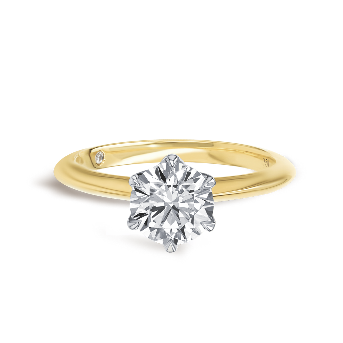 1 Carat Lab-Grown Round Knife-Edge Solitaire Yellow Gold