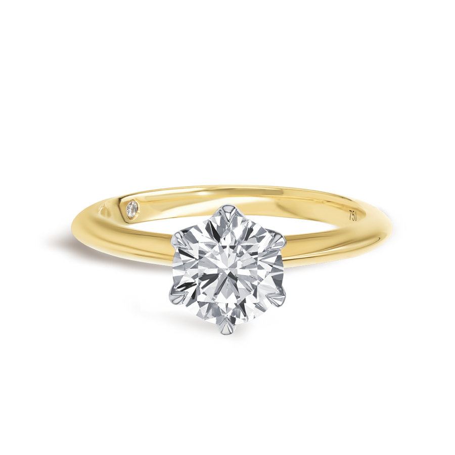 1 Carat Natural Round Knife-Edge Solitaire Yellow Gold