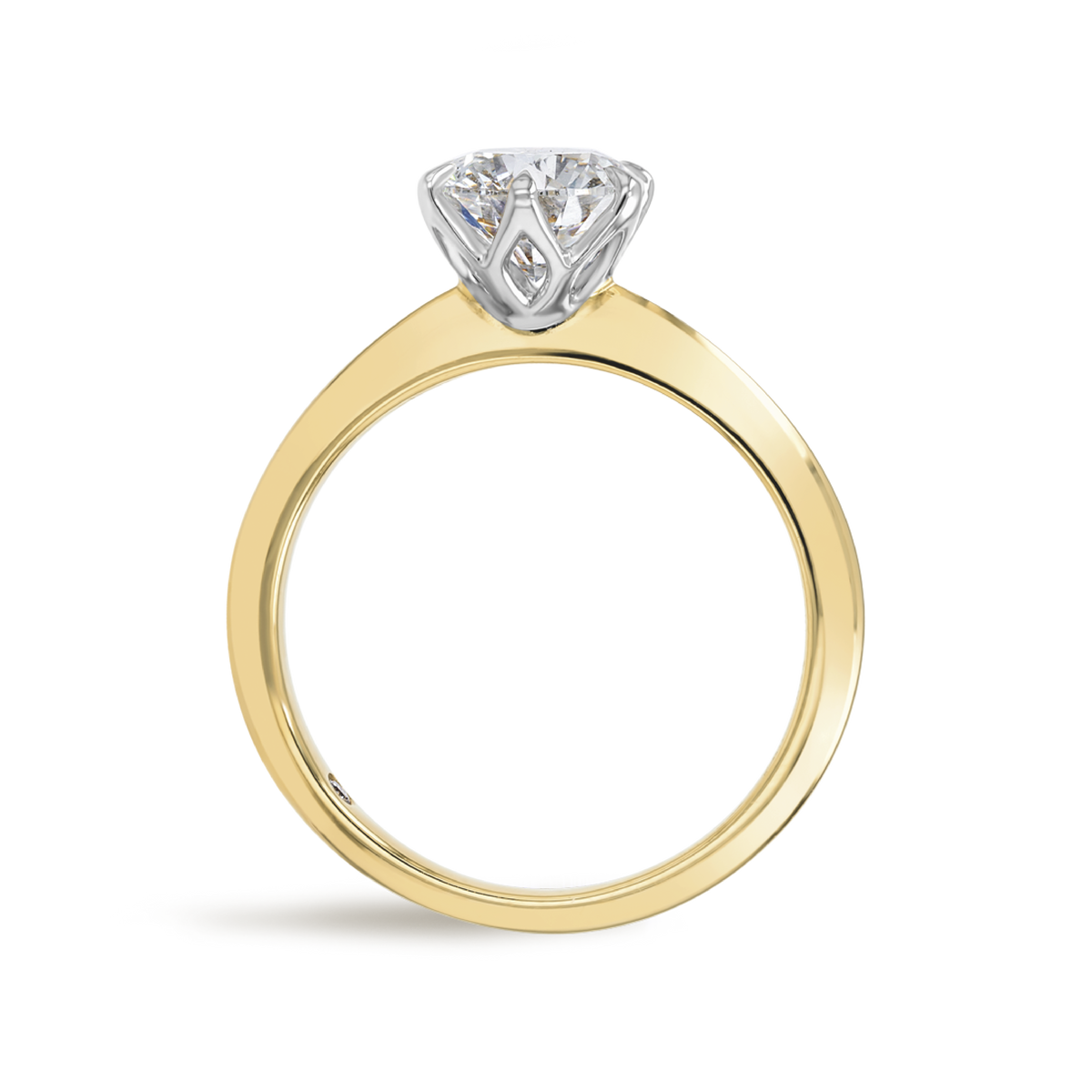 1 Carat Lab-Grown Round Knife-Edge Solitaire Yellow Gold