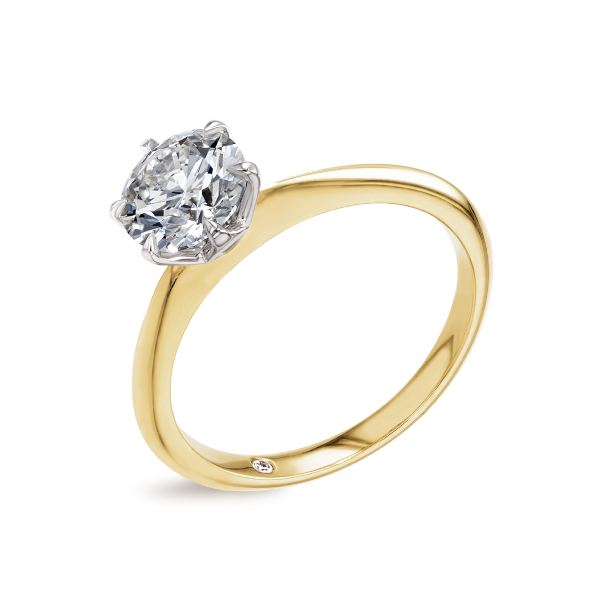 1 Carat Natural Round Knife-Edge Solitaire Yellow Gold