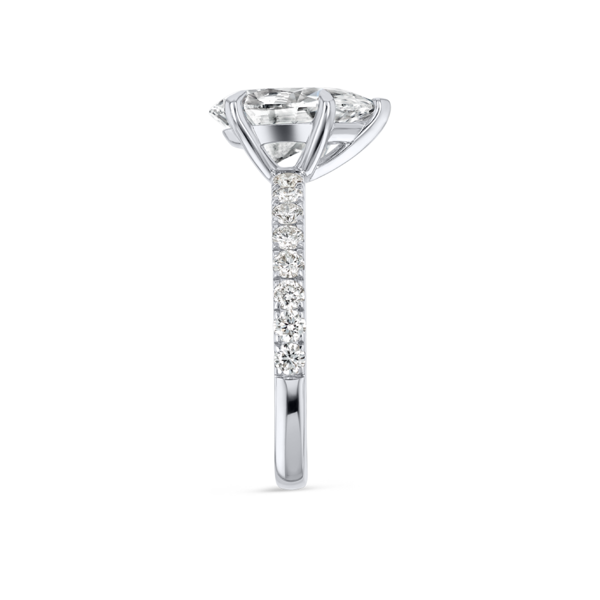 2 Carat Natural Pear Diamond Band White Gold Ring