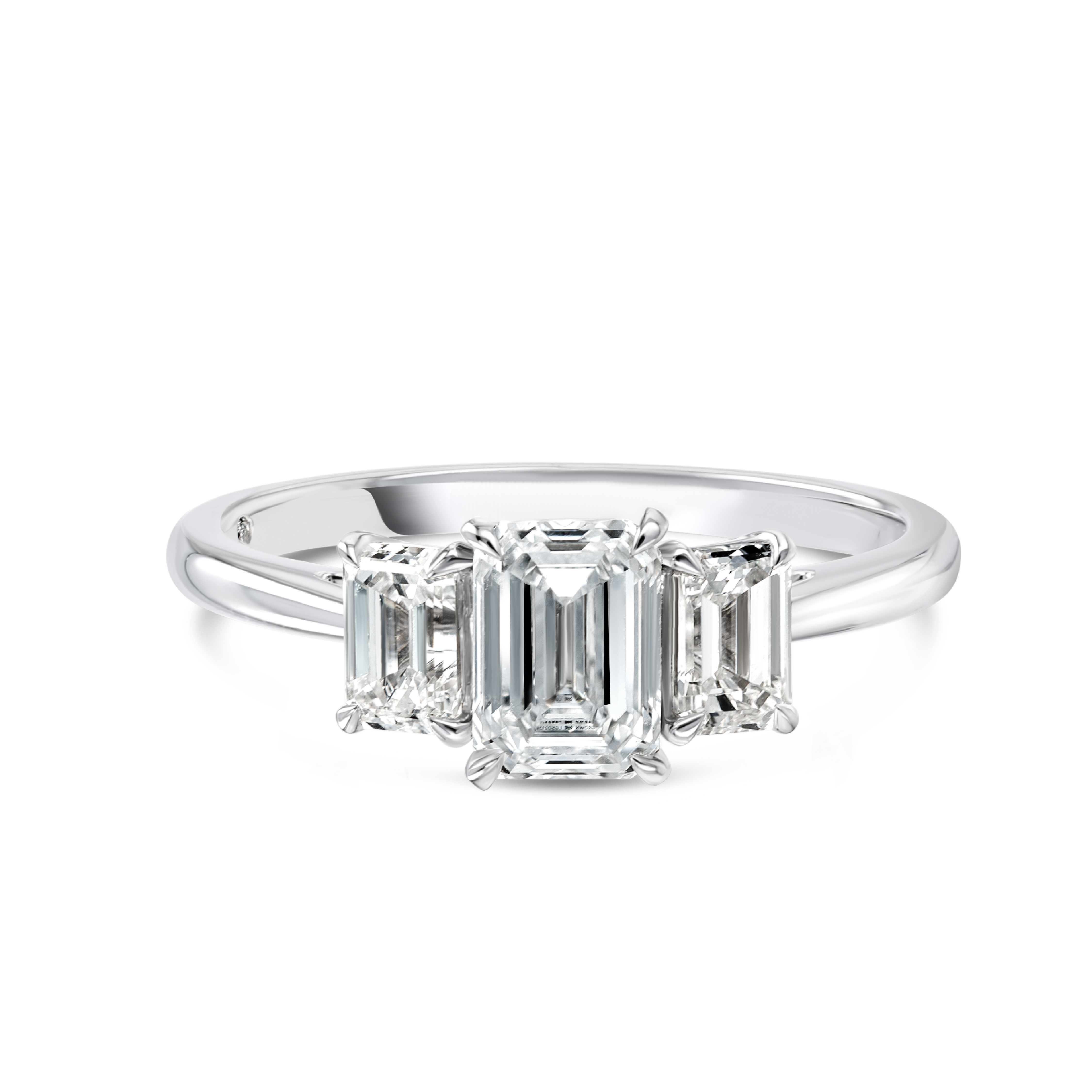 2 Carat Natural Emerald Trilogy With Side Emeralds White Gold Ring