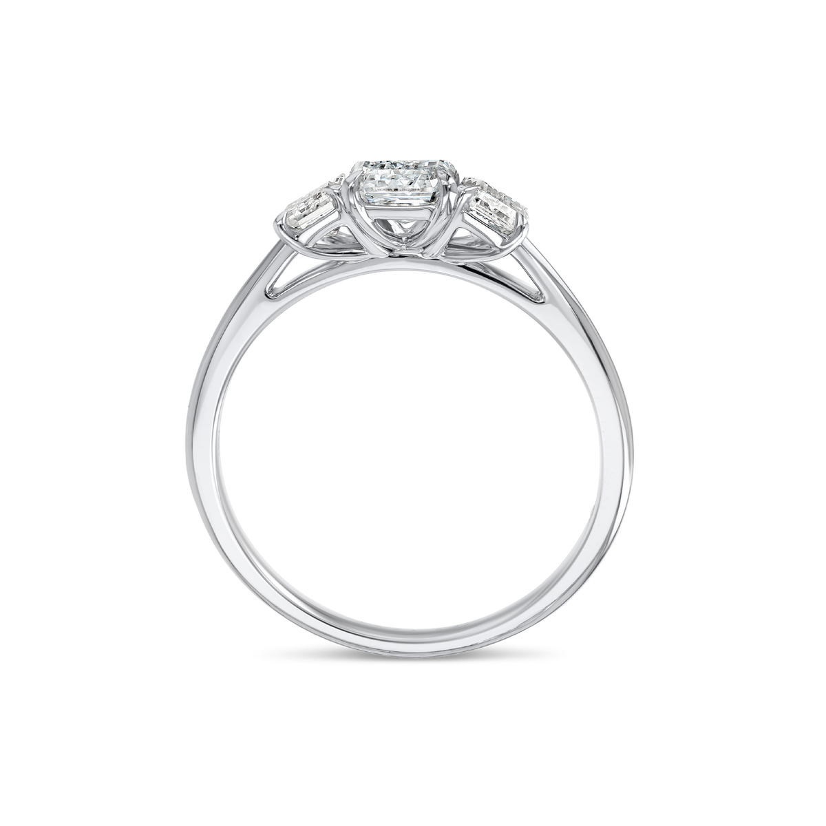2 Carat Natural Emerald Trilogy With Side Emeralds White Gold Ring
