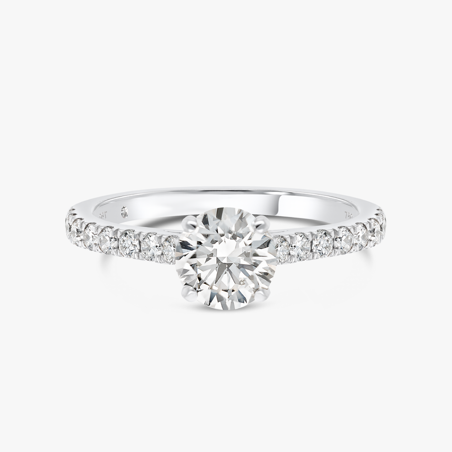 1 Carat Natural Round Diamond Band White Gold Ring
