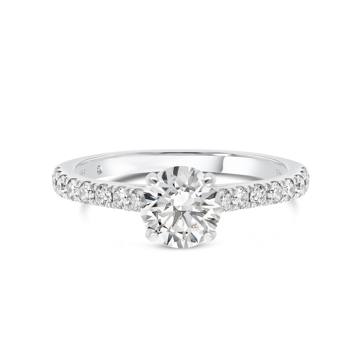 1 Carat Natural Round Diamond Band White Gold Ring