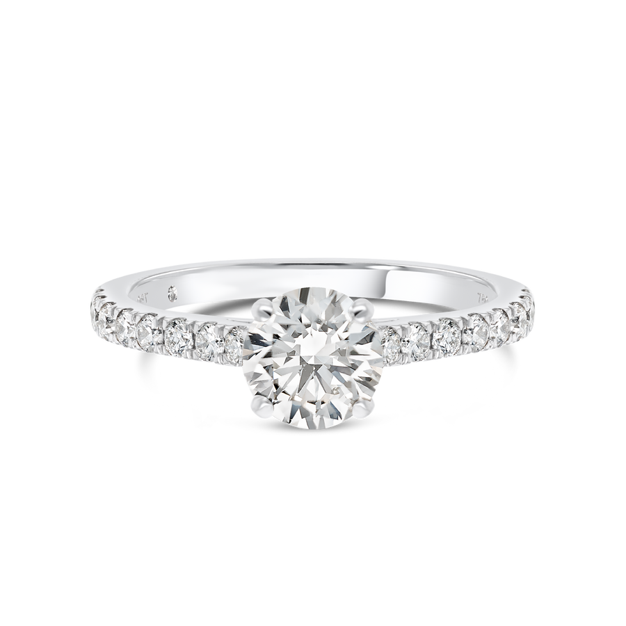 1 Carat Natural Round Diamond Band White Gold Ring