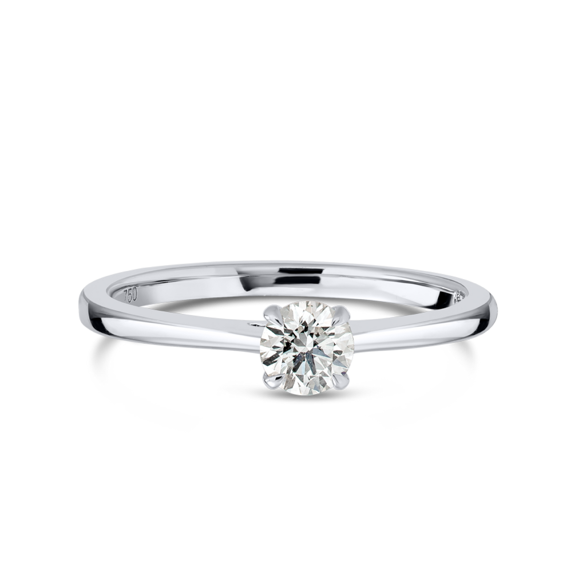 0.3 Carat Natural Round Classic Solitaire White Gold Ring