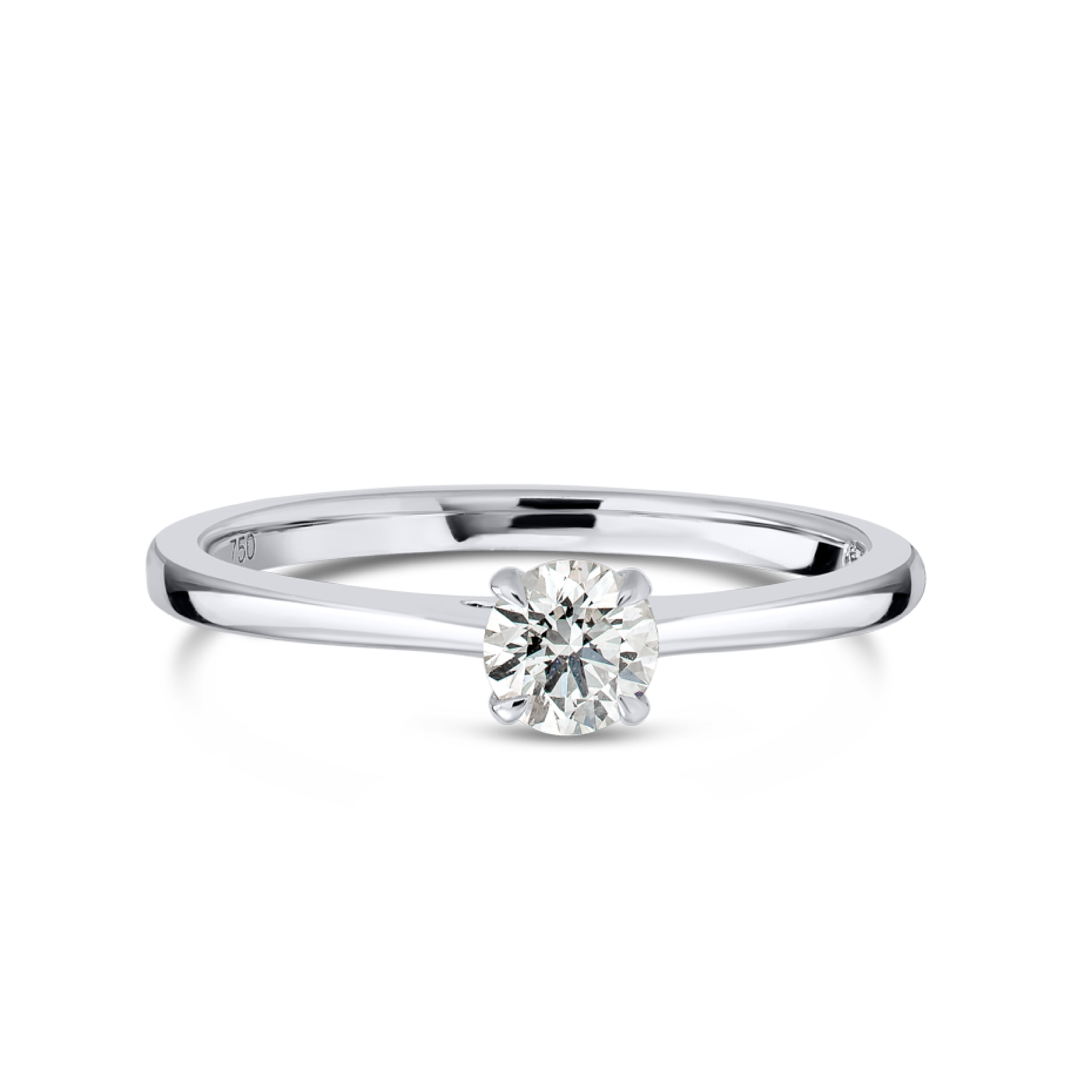 0.3 Carat Natural Round Classic Solitaire White Gold Ring