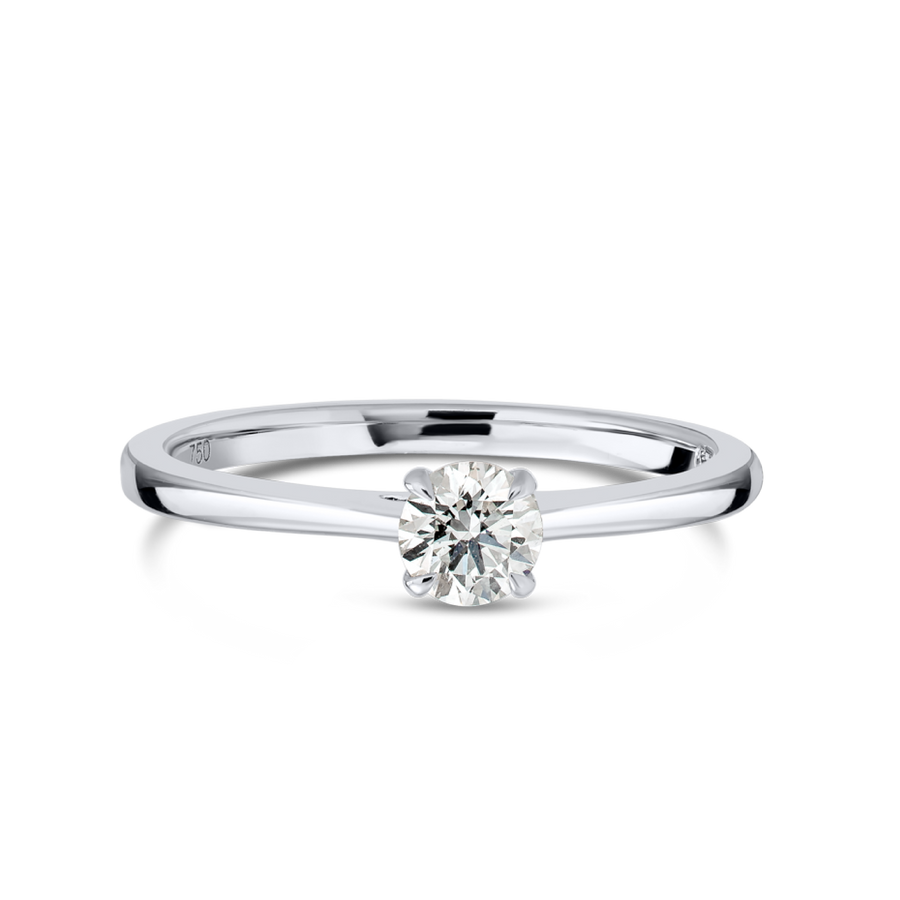 0.3 Carat Natural Round Classic Solitaire White Gold Ring