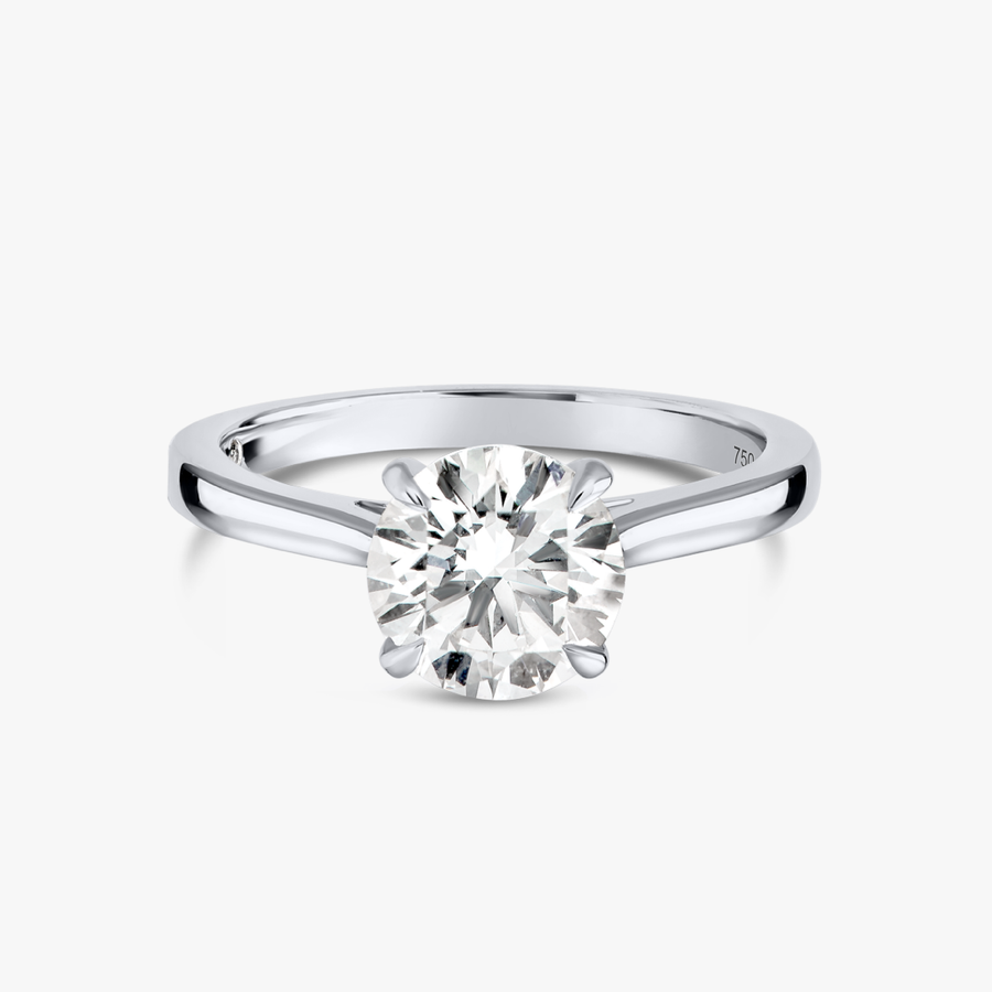 1.5 Carat Natural Round Classic Solitaire White Gold Ring