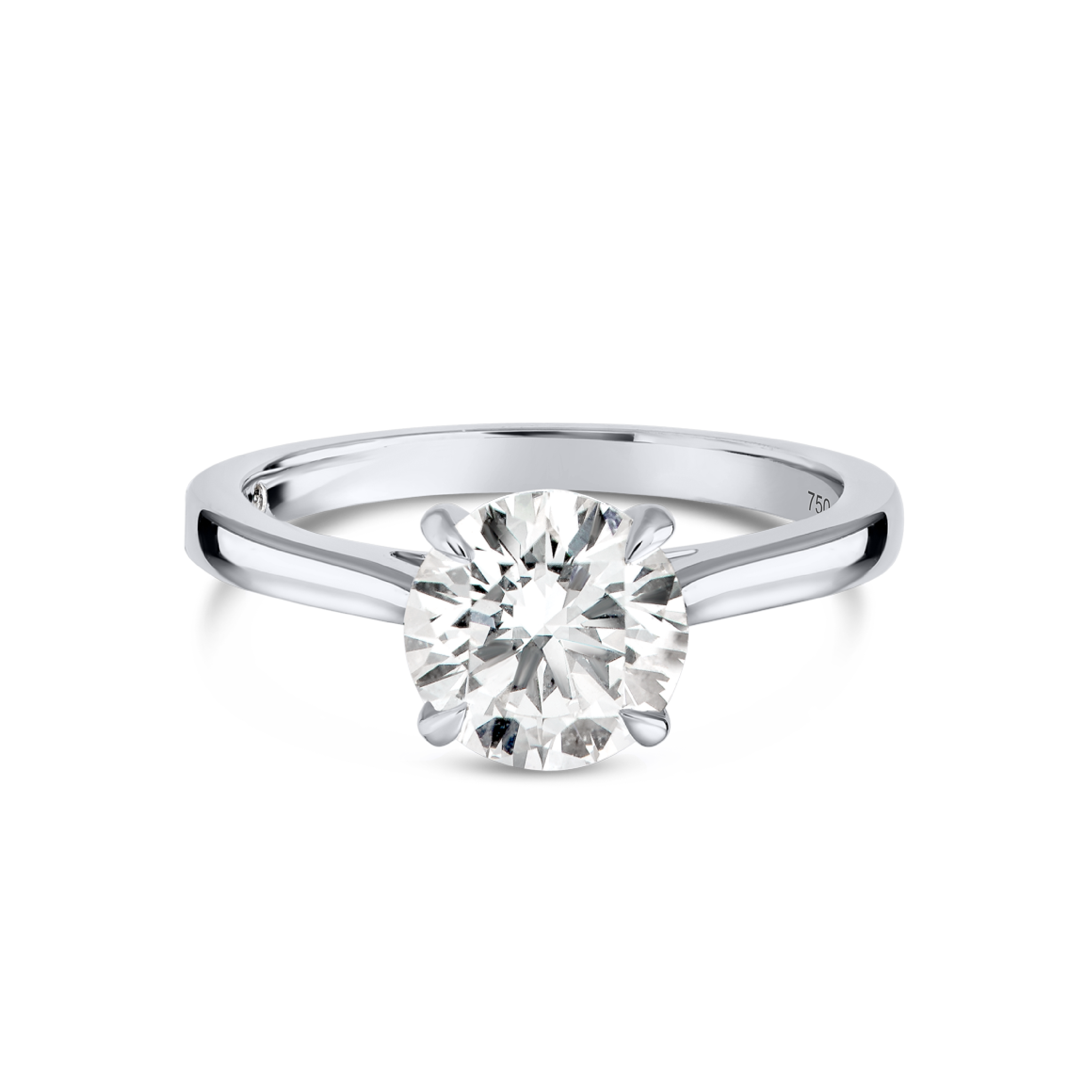 1.5 Carat Natural Round Classic Solitaire White Gold Ring