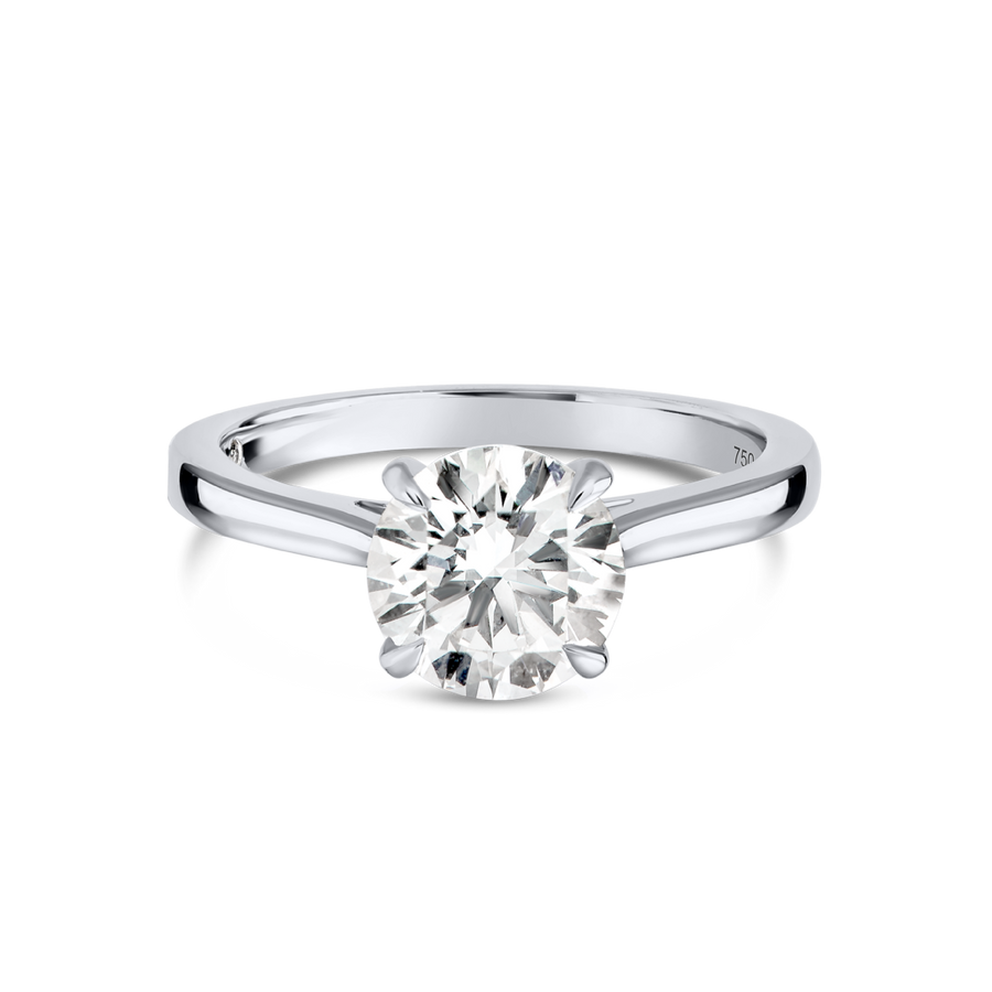 1.5 Carat Natural Round Classic Solitaire White Gold Ring