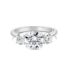 1.5 Carat Natural Round Classic Trilogy With Side Rounds White Gold Ring