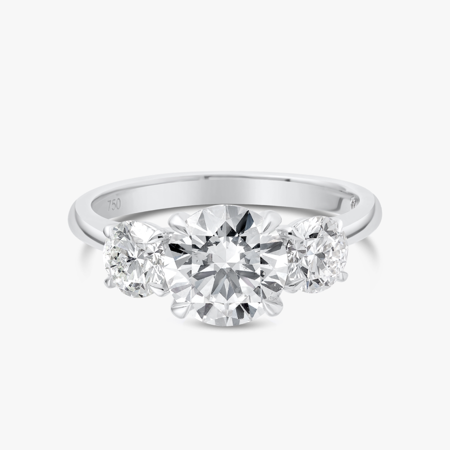 1.5 Carat Lab-Grown Round Classic Trilogy With Side Rounds White Gold Ring