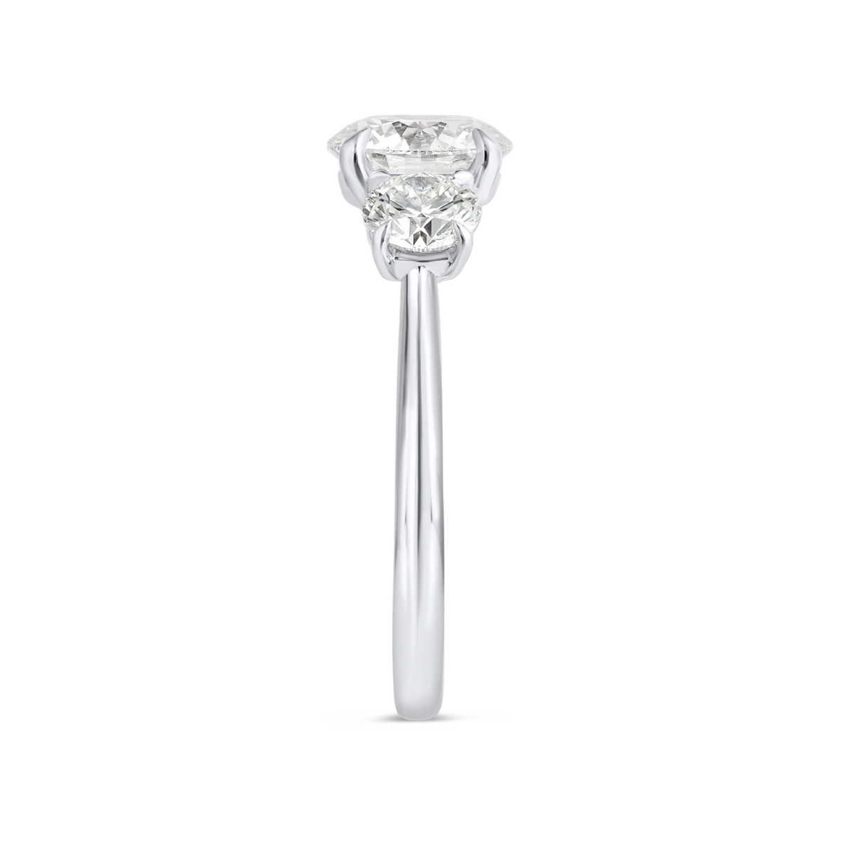 1.5 Carat Lab-Grown Round Classic Trilogy With Side Rounds White Gold Ring