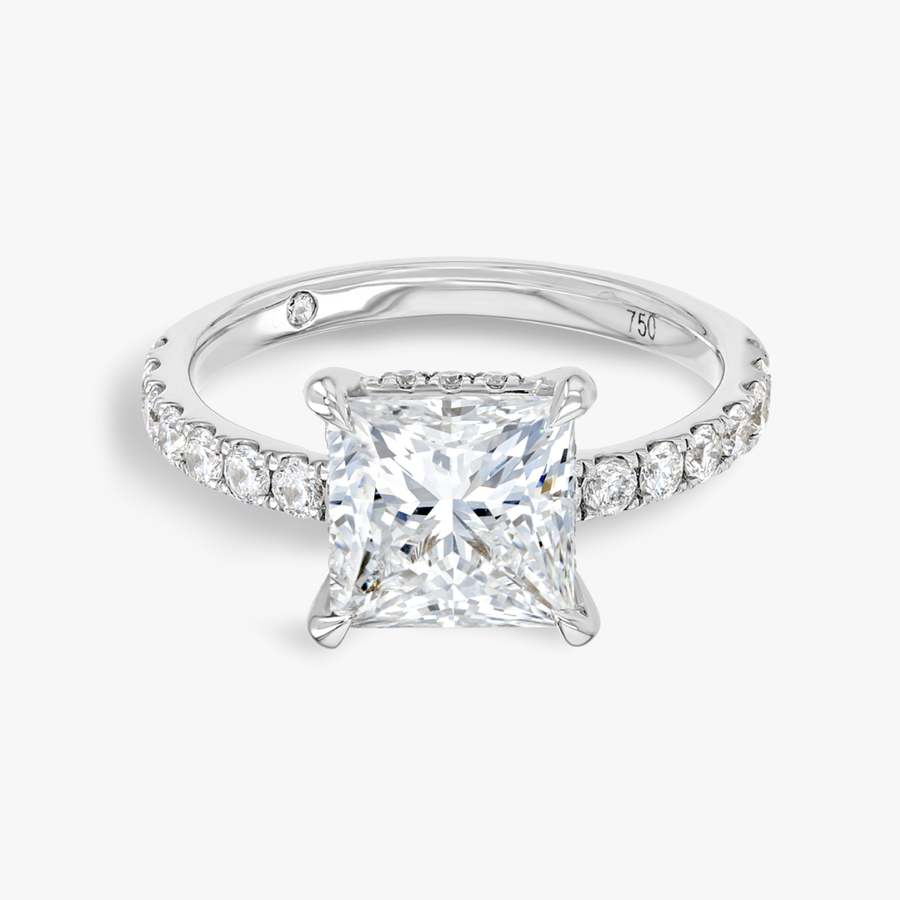 2 Carat Natural Princess Diamond Band White Gold Ring