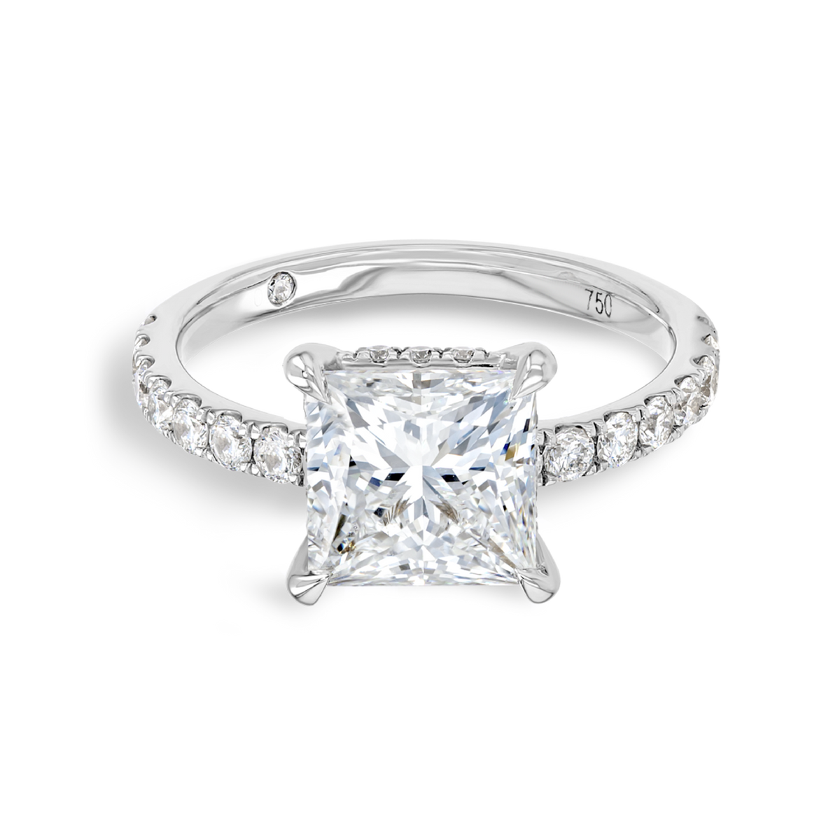 2 Carat Natural Princess Diamond Band White Gold Ring