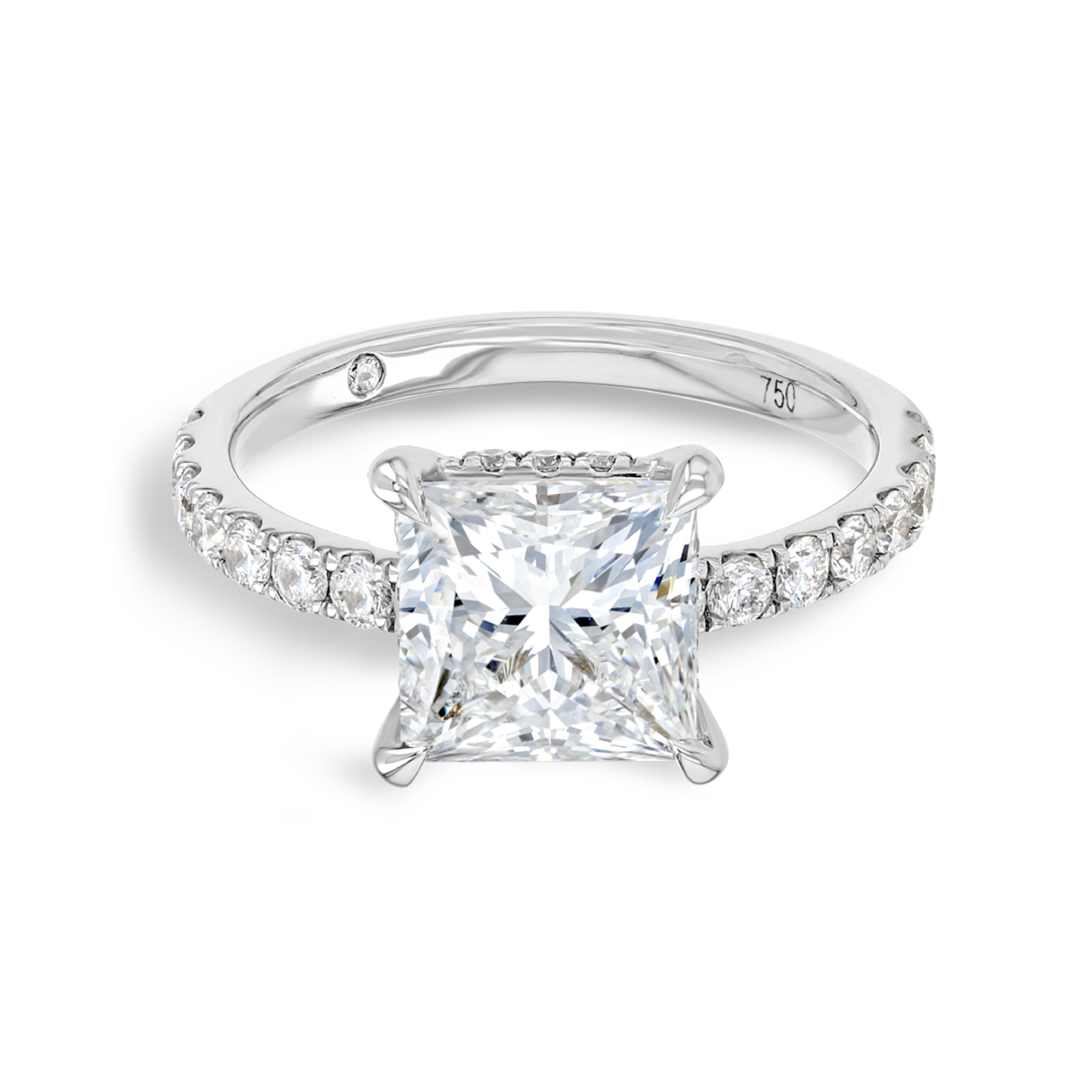 2 Carat Natural Princess Diamond Band White Gold Ring