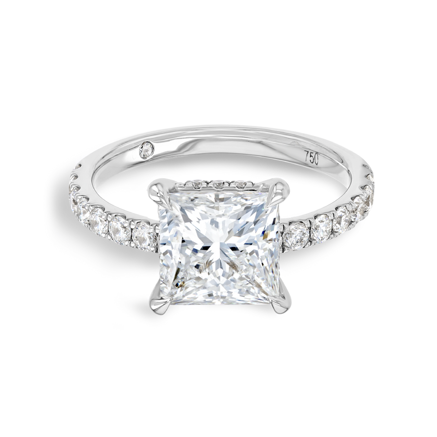 2 Carat Natural Princess Diamond Band White Gold Ring