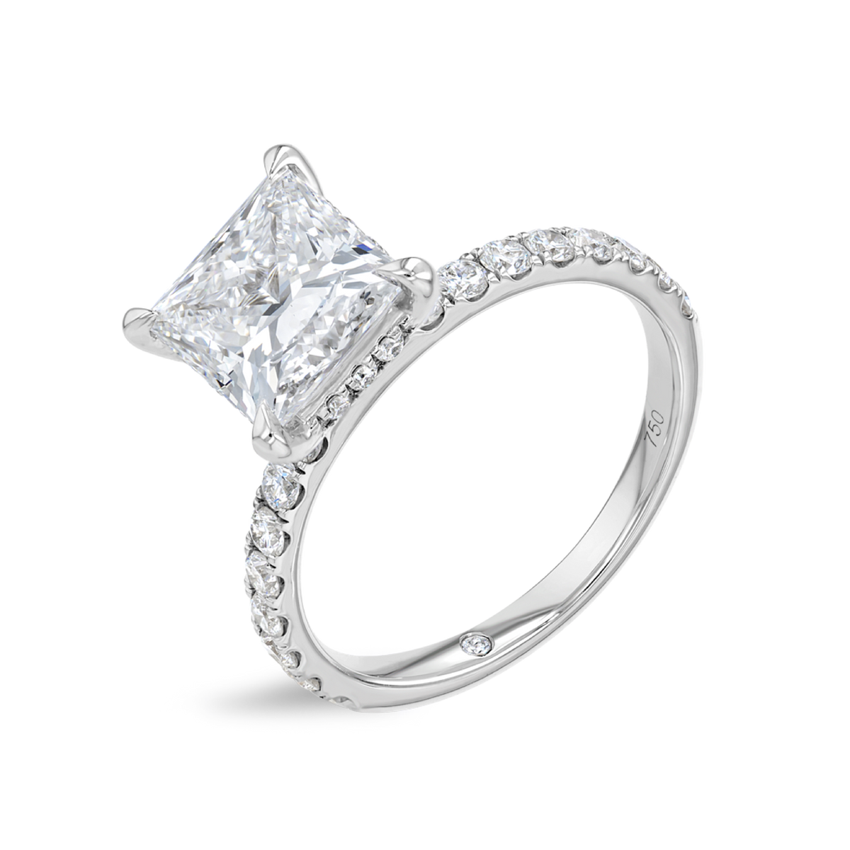 2 Carat Lab-Grown Princess Diamond Band White Gold Ring