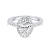1.5 Carat Lab-Grown Oval Halo Diamond Band White Gold Ring