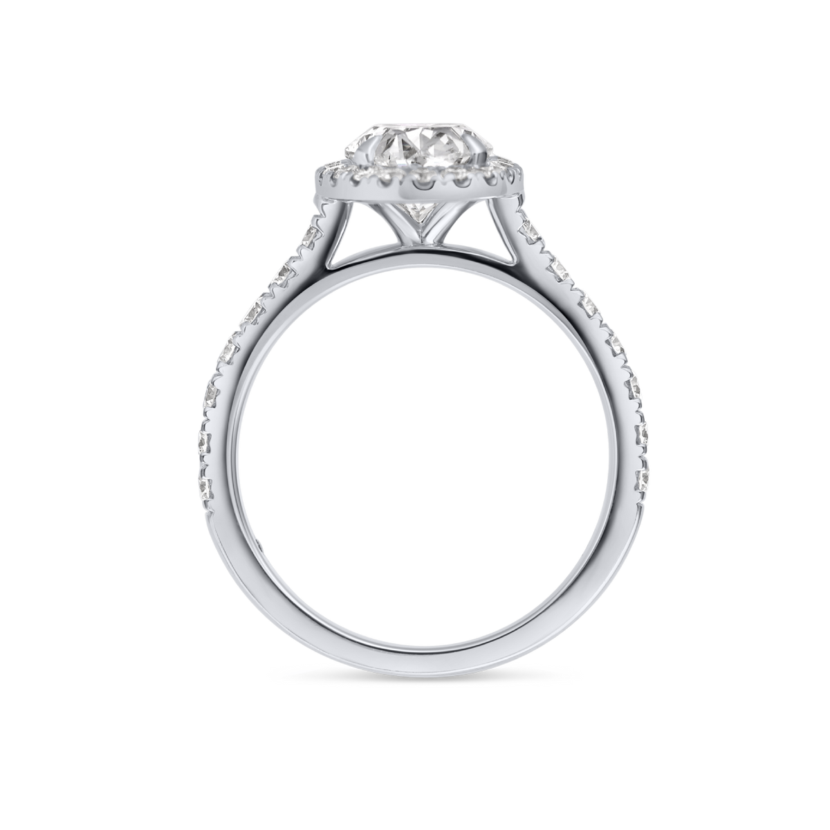 1.5 Carat Natural Oval Halo Diamond Band White Gold Ring