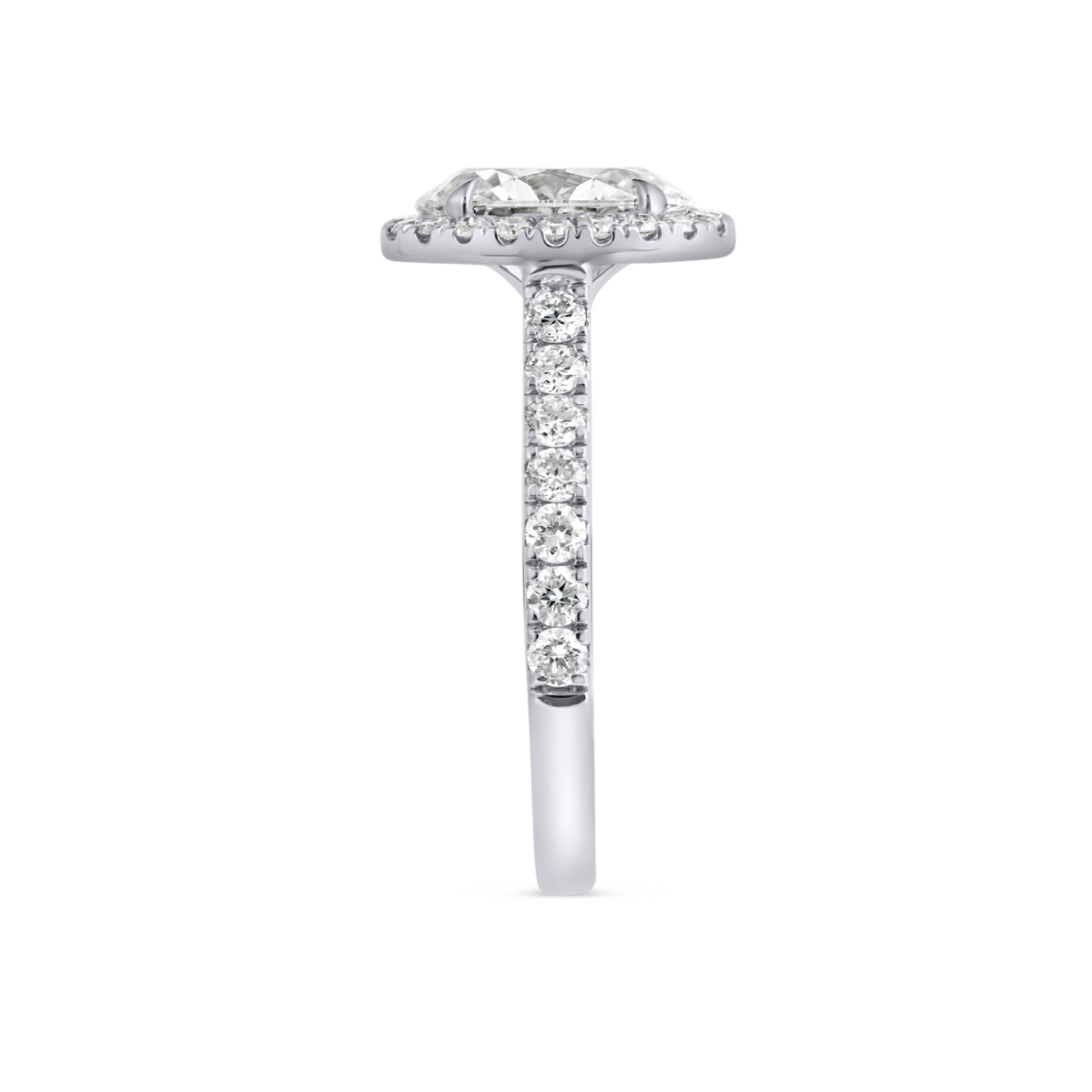 1.5 Carat Lab-Grown Oval Halo Diamond Band White Gold Ring