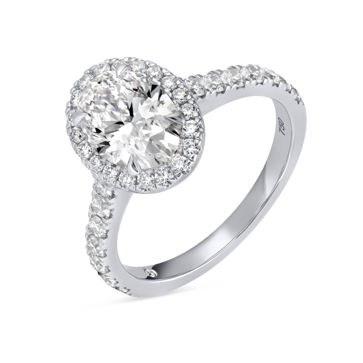 1.5 Carat Natural Oval Halo Diamond Band White Gold Ring