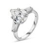 2 Carat Natural Pear Trilogy With Side Baguettes White Gold Ring