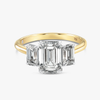 2 Carat Lab-Grown Emerald Trilogy With Side Emeralds Yellow Gold Ring
