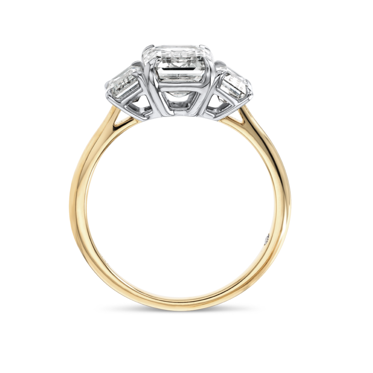 2 Carat Lab-Grown Emerald Trilogy With Side Emeralds Yellow Gold Ring