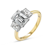 2 Carat Lab-Grown Emerald Trilogy With Side Emeralds Yellow Gold Ring