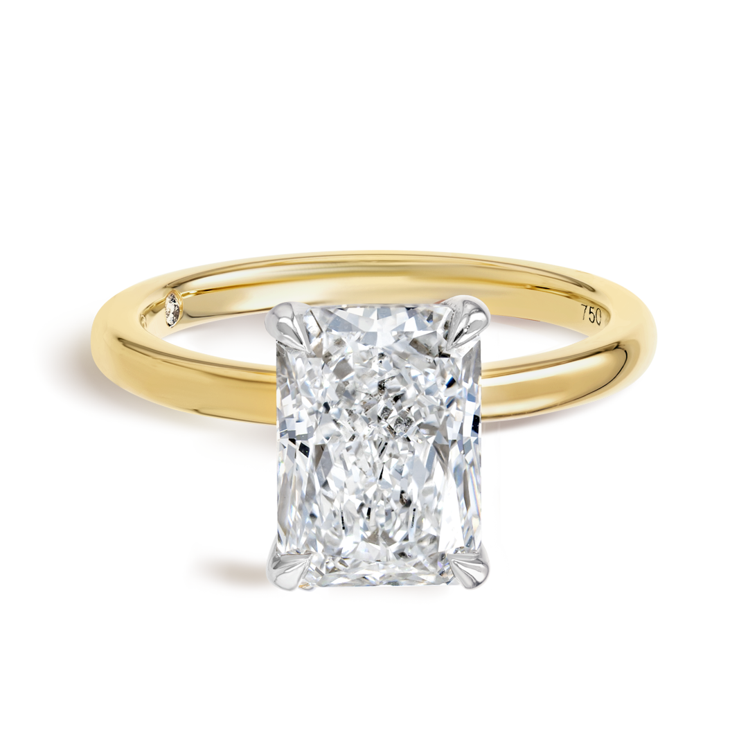 3 Carat Lab-Grown Radiant Solitaire Yellow Gold Ring