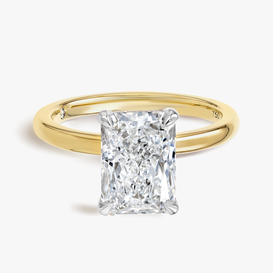 3 Carat Natural Radiant Solitaire Yellow Gold Ring