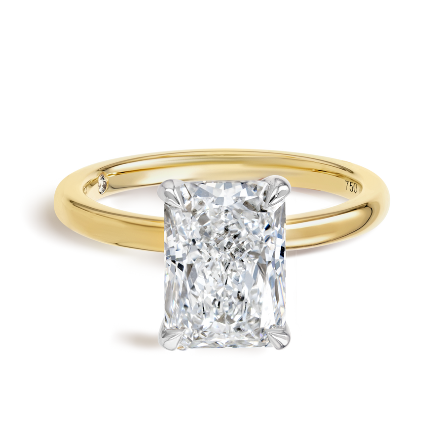 3 Carat Natural Radiant Solitaire Yellow Gold Ring