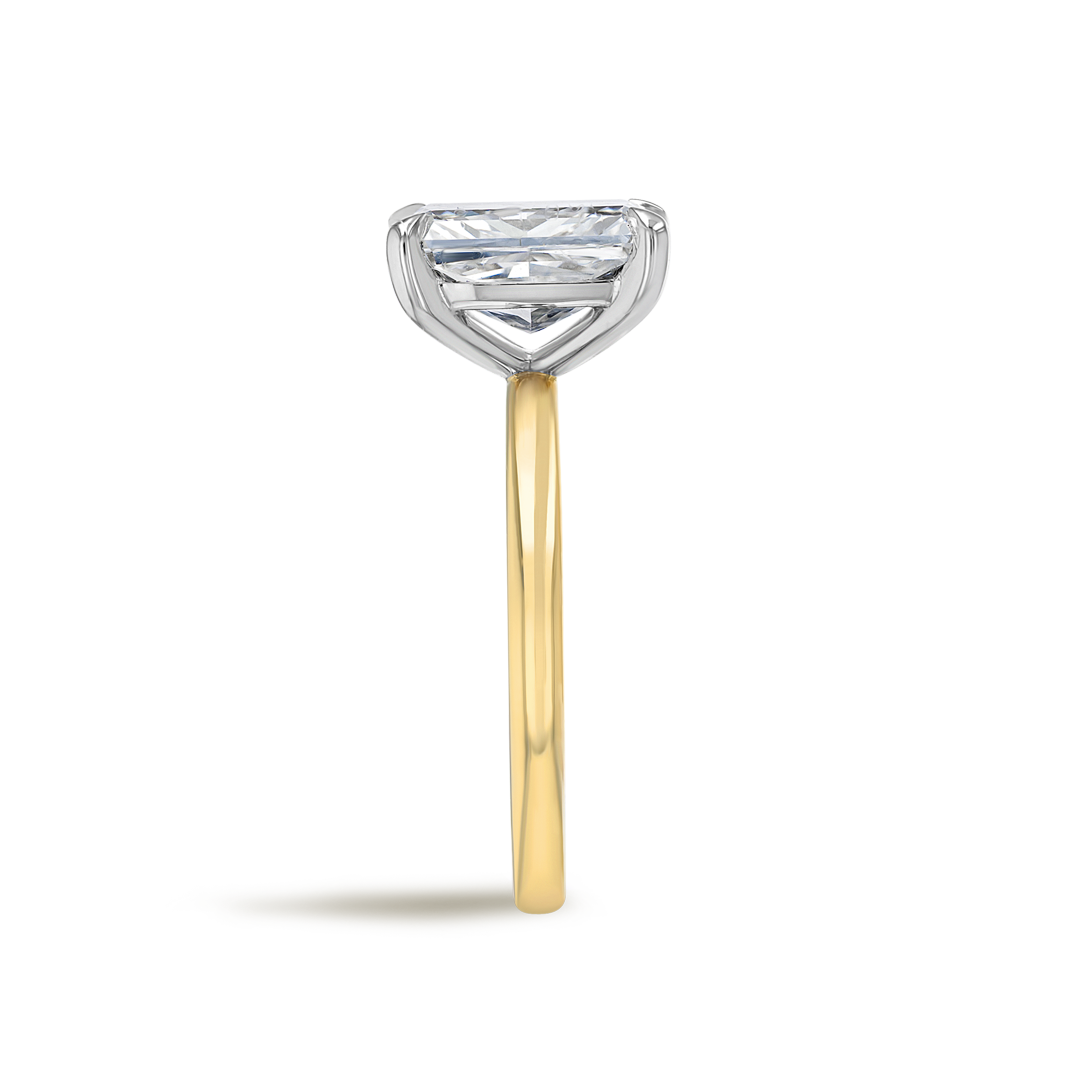 3 Carat Lab-Grown Radiant Solitaire Yellow Gold Ring