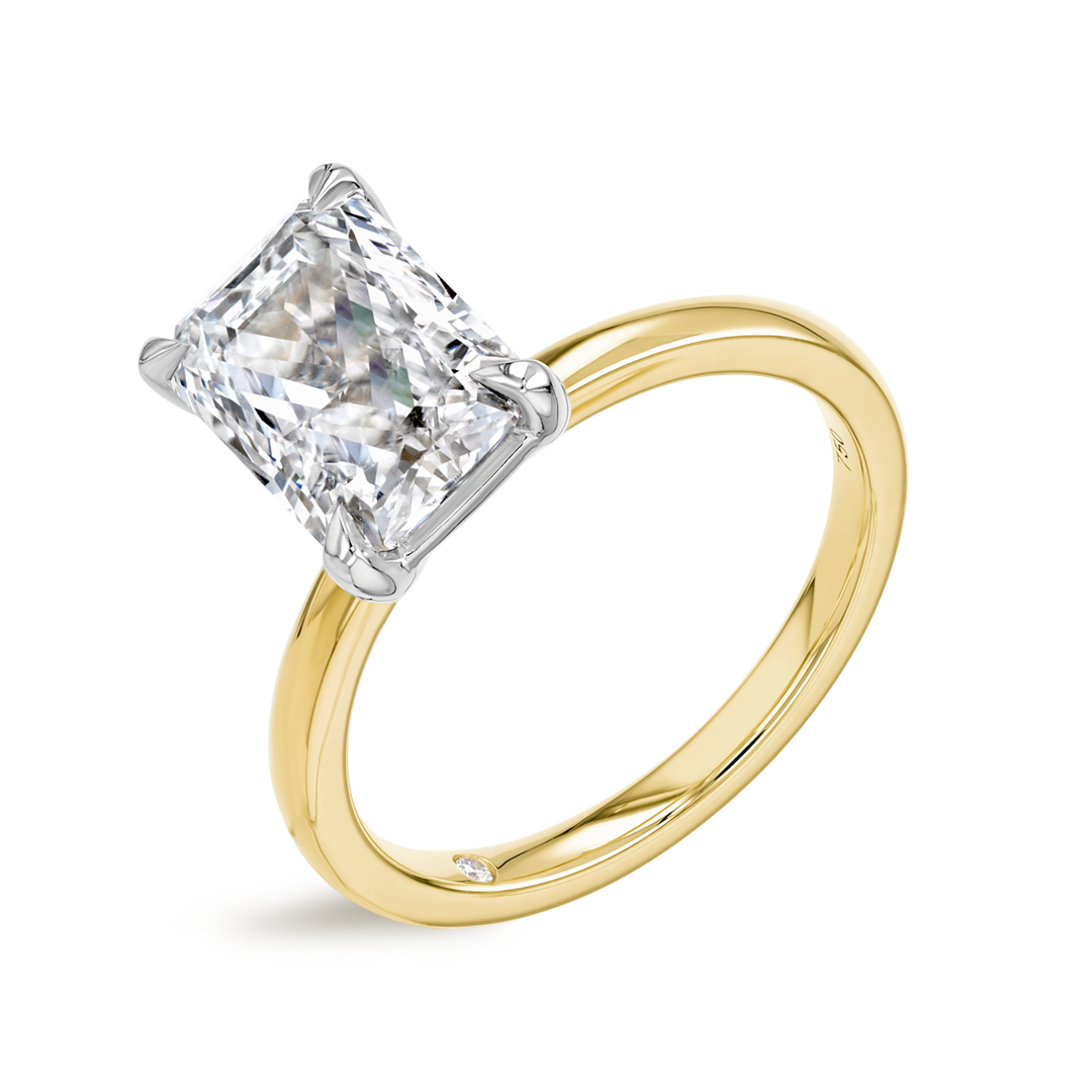 3 Carat Lab-Grown Radiant Solitaire Yellow Gold Ring