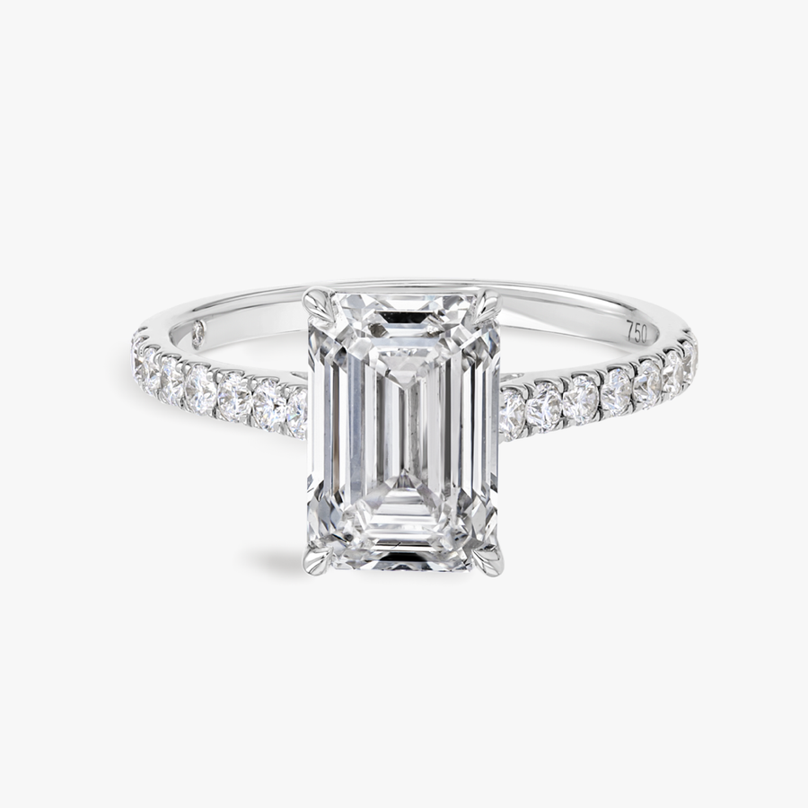 2 Carat Natural Emerald Diamond Band White Gold Ring