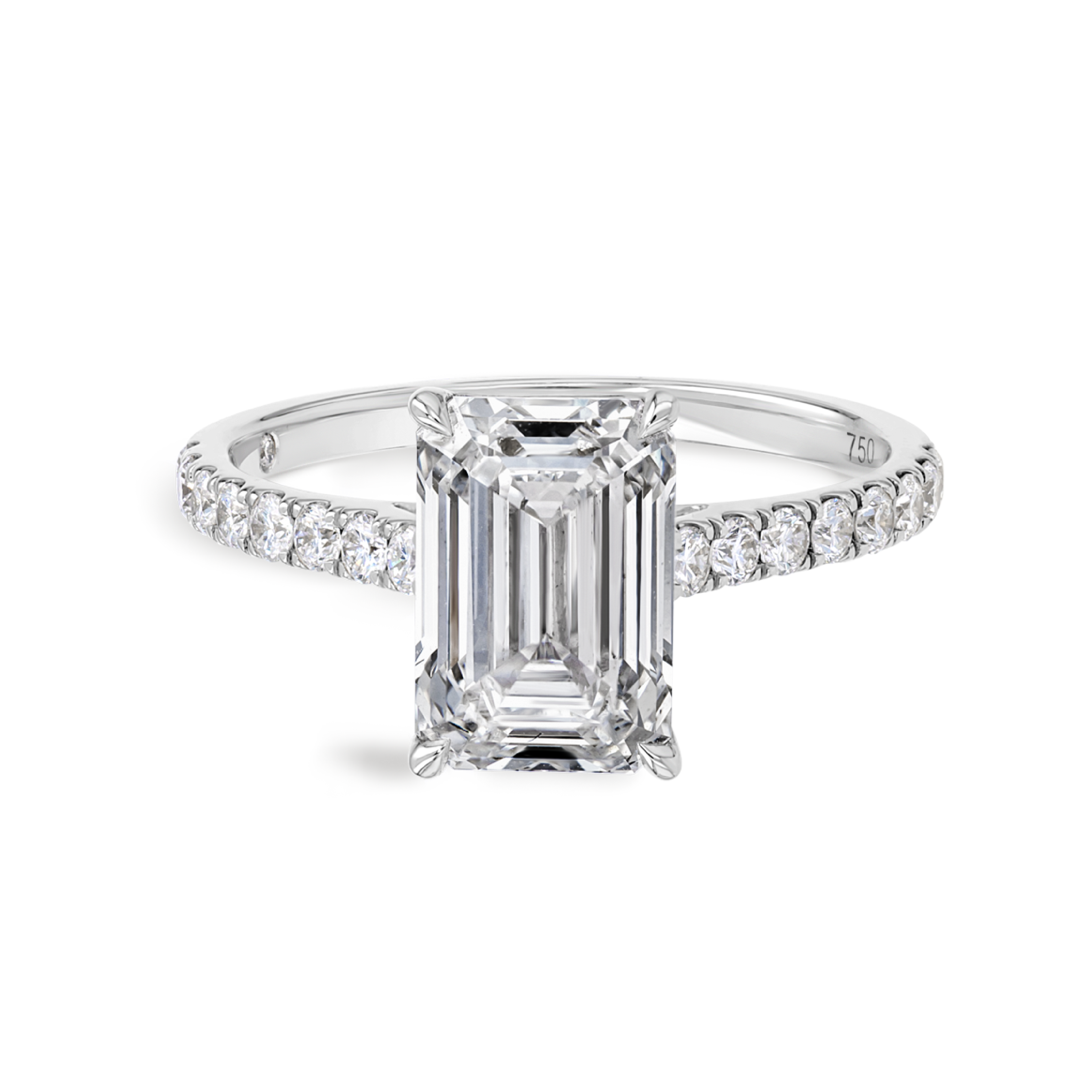 2 Carat Natural Emerald Diamond Band White Gold Ring