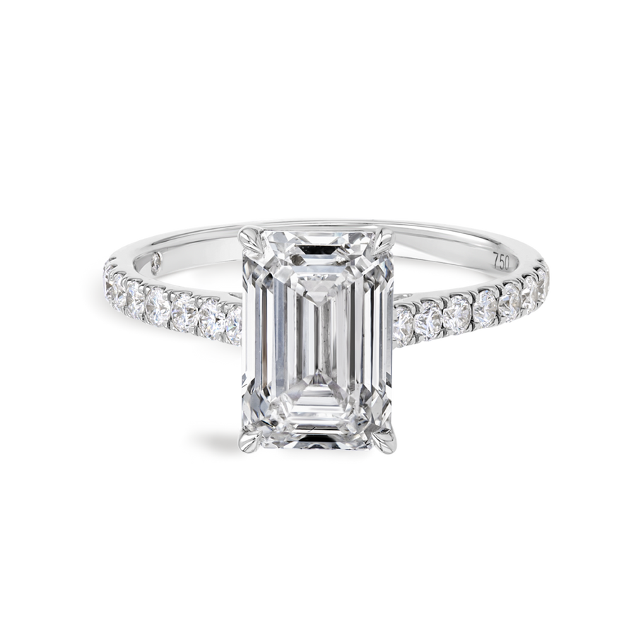 2 Carat Natural Emerald Diamond Band White Gold Ring