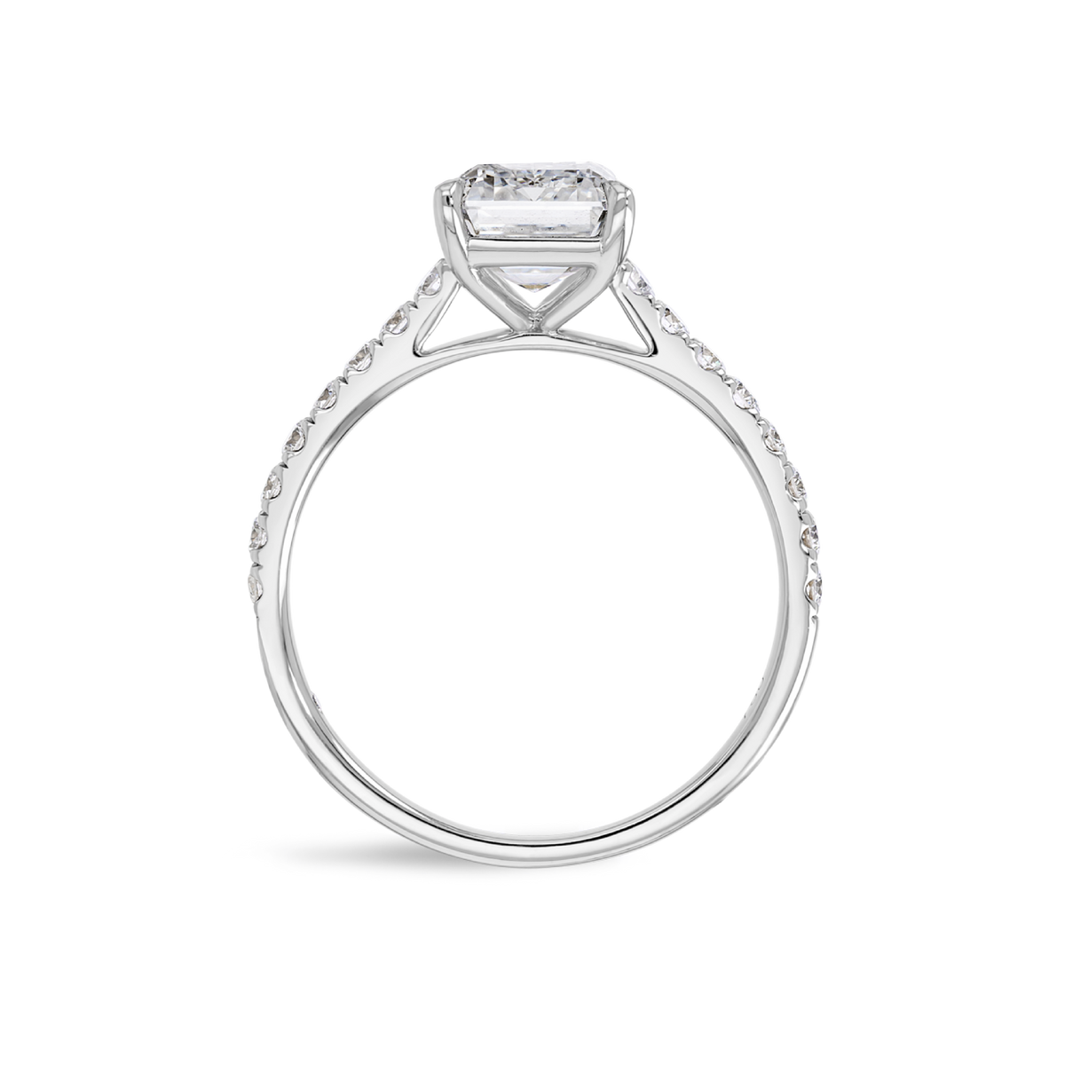 2 Carat Lab-Grown Emerald Diamond Band White Gold Ring