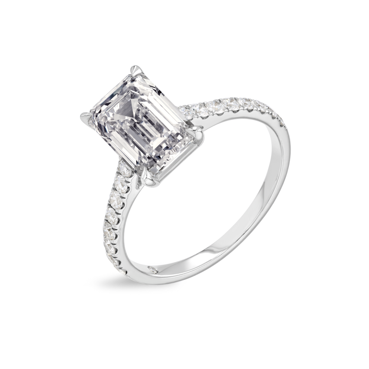 2 Carat Lab-Grown Emerald Diamond Band White Gold Ring
