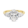 2 Carat Lab-Grown Oval Trilogy With Side Pears Yellow Gold Ring
