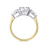 2 Carat Lab-Grown Oval Trilogy With Side Pears Yellow Gold Ring