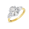 2 Carat Lab-Grown Oval Trilogy With Side Pears Yellow Gold Ring