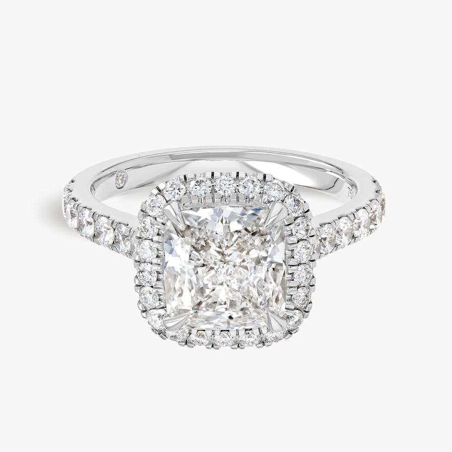 2.5 Carat Natural Cushion Halo White Gold Ring